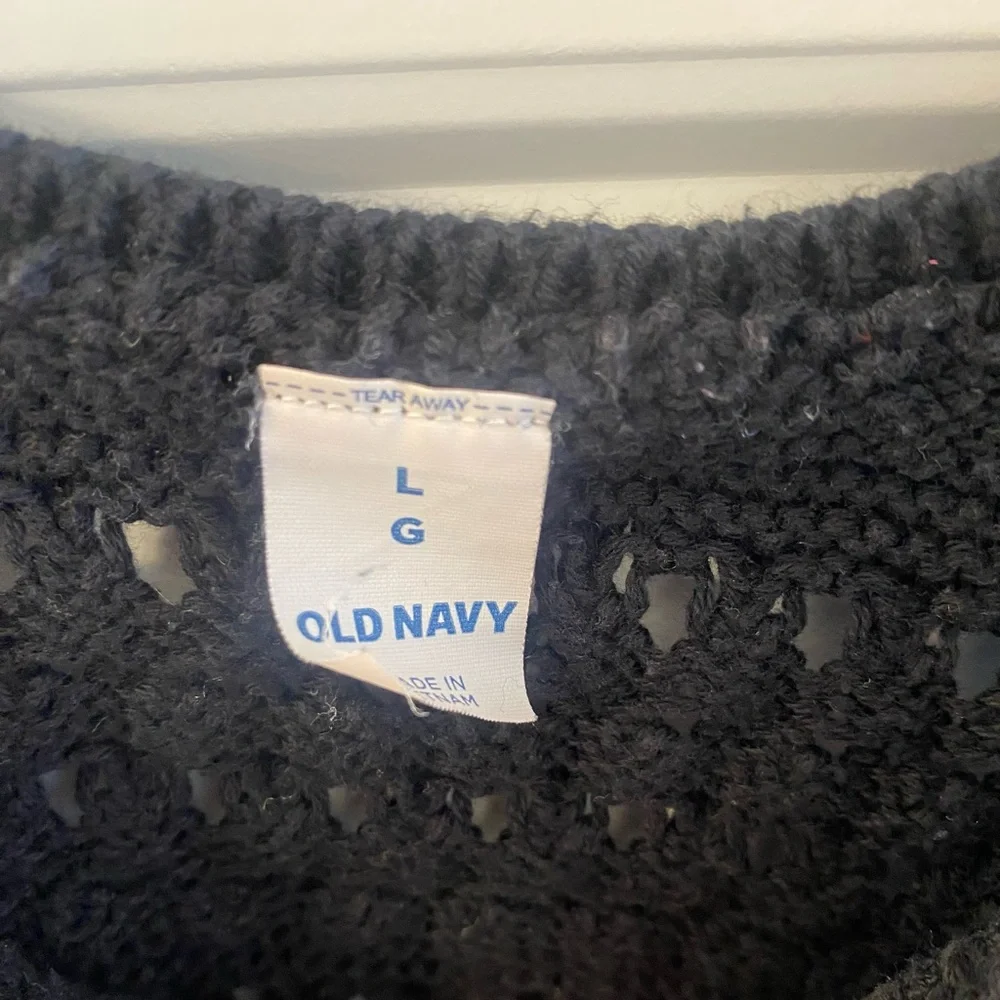 Old Navy Black Crochet Crop Tank Large Festival Boho Top - Picture 4 of 8